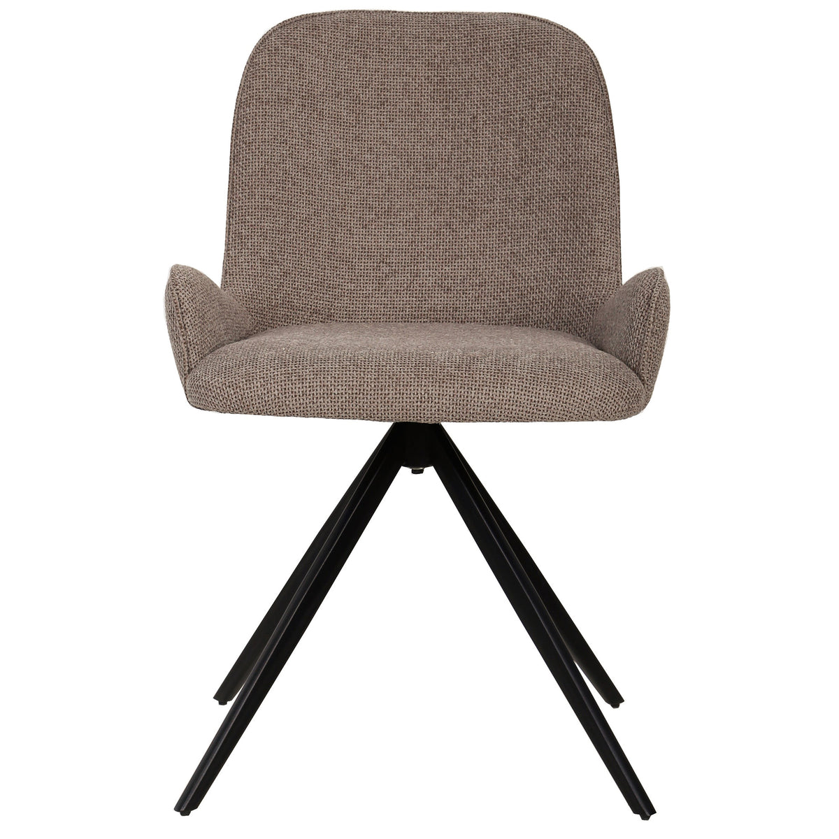 Leander beige fabric dining chair with swivel base