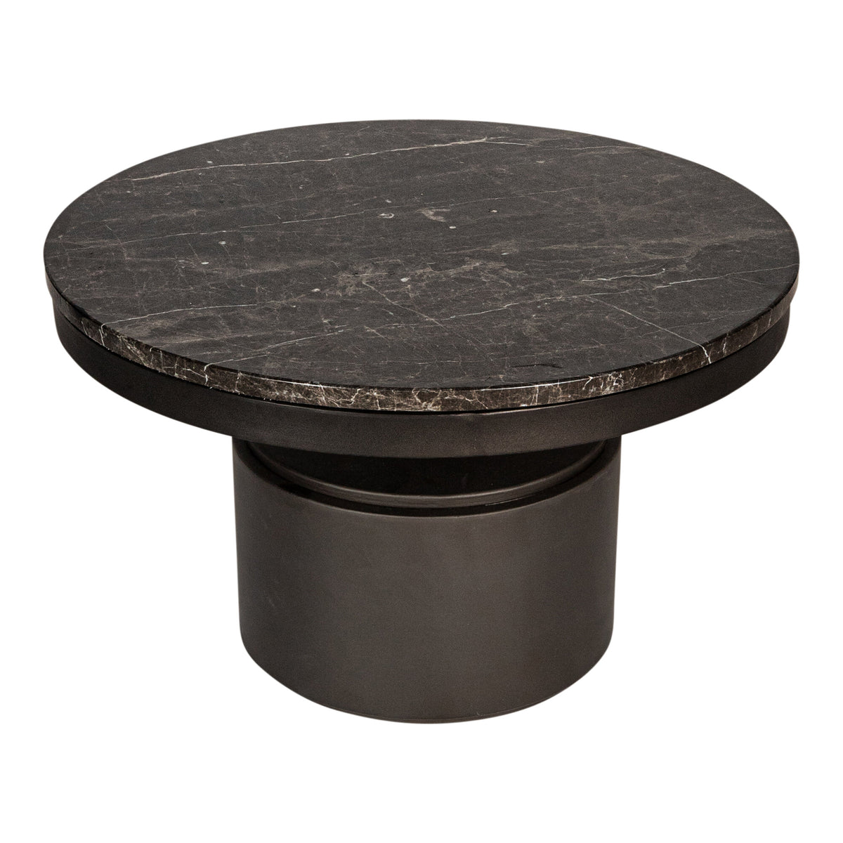 Bregt brown marble coffee table, low, dark brown base