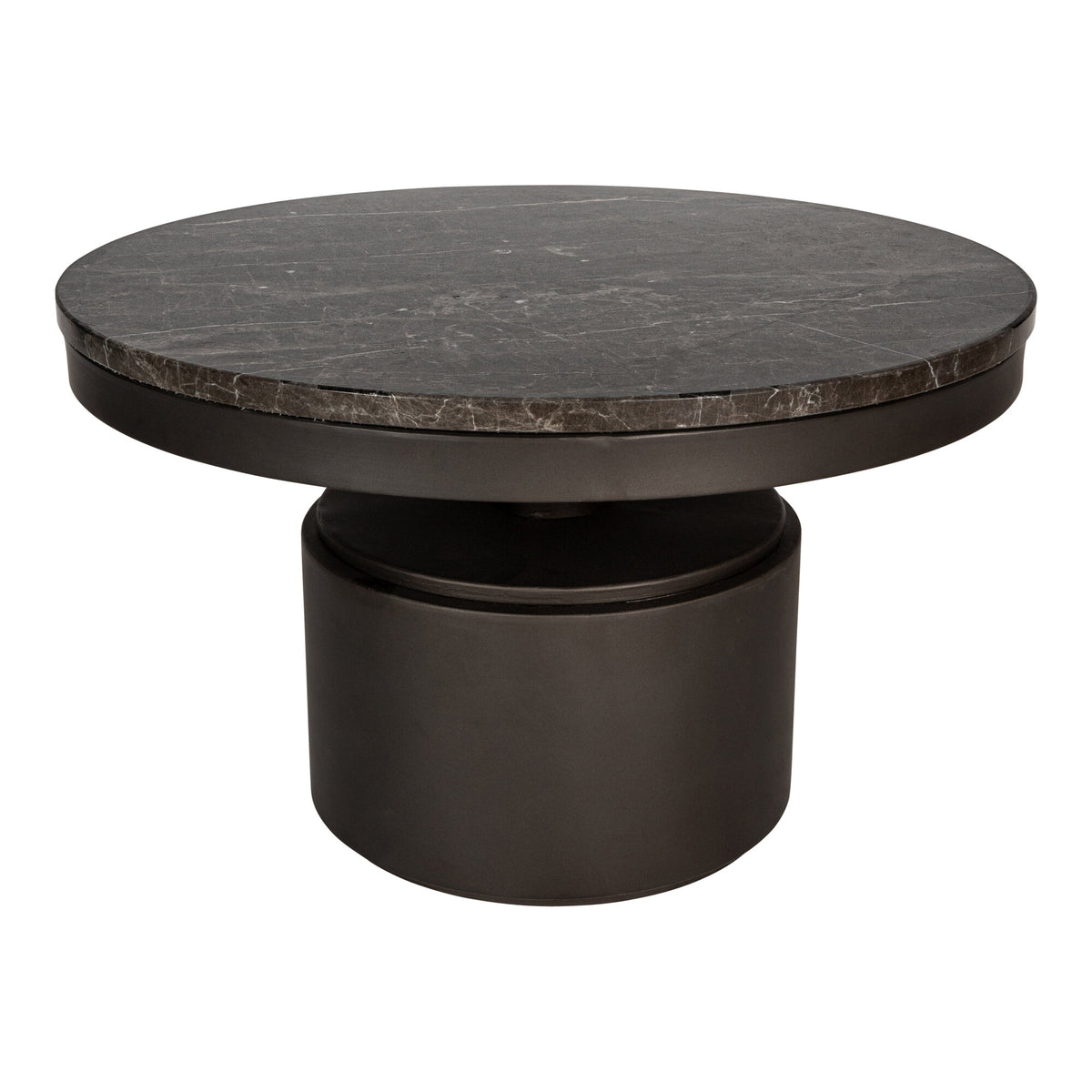 Bregt brown marble coffee table, low, dark brown base