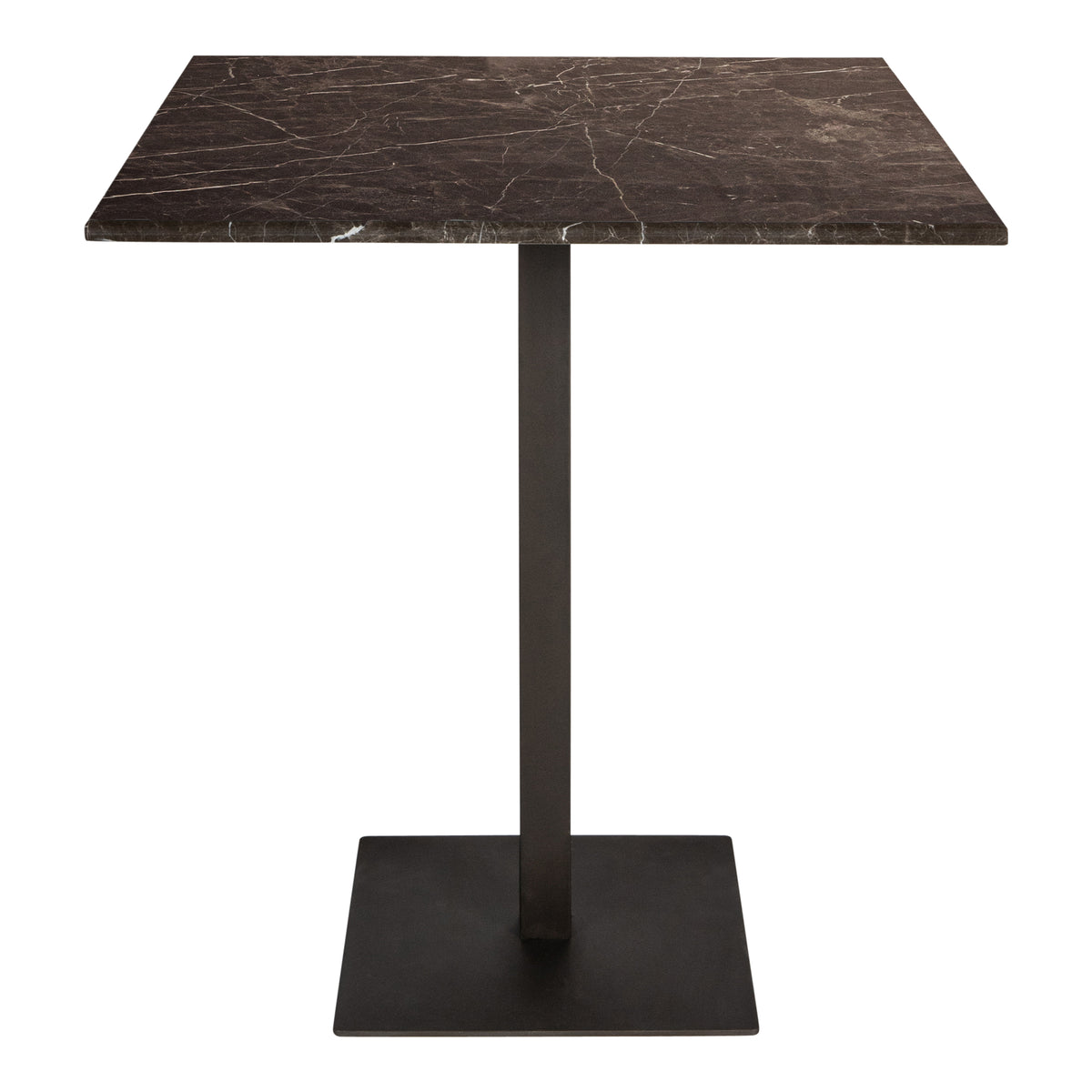 Plaza brown marble square bistro table, taupe base