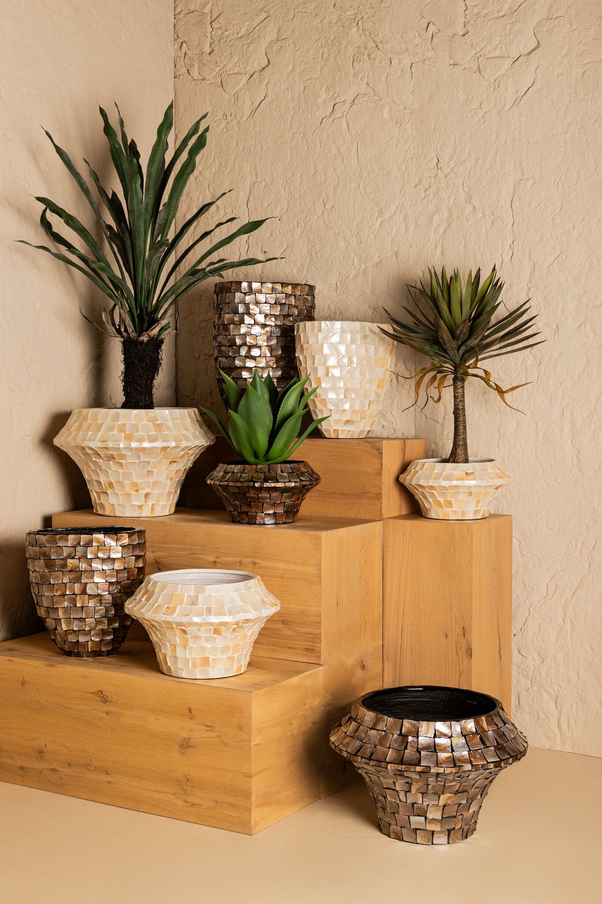 Daven bronze bamboo planter, large low round
