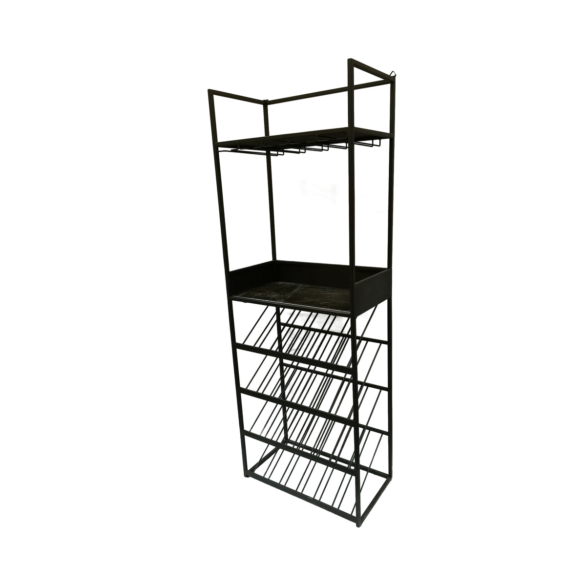 Arto dark grey wine rack with brown marble