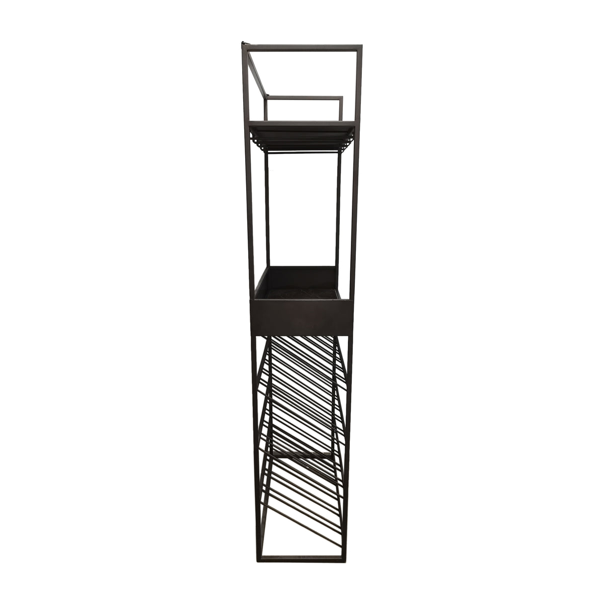 Arto dark grey wine rack with brown marble