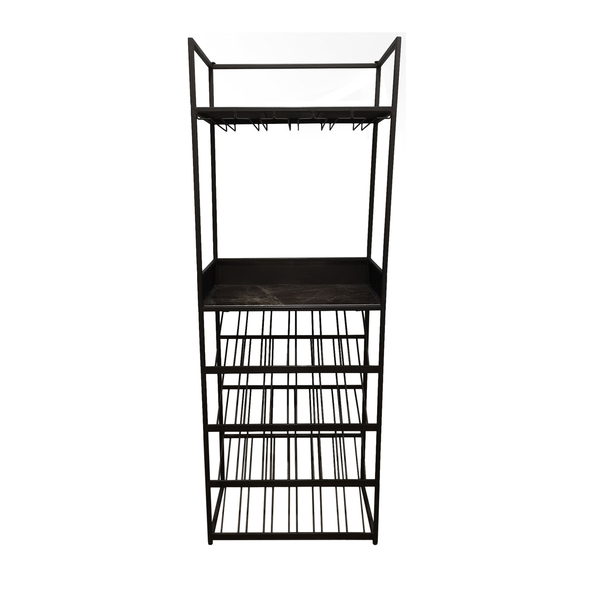 Arto dark grey wine rack with brown marble