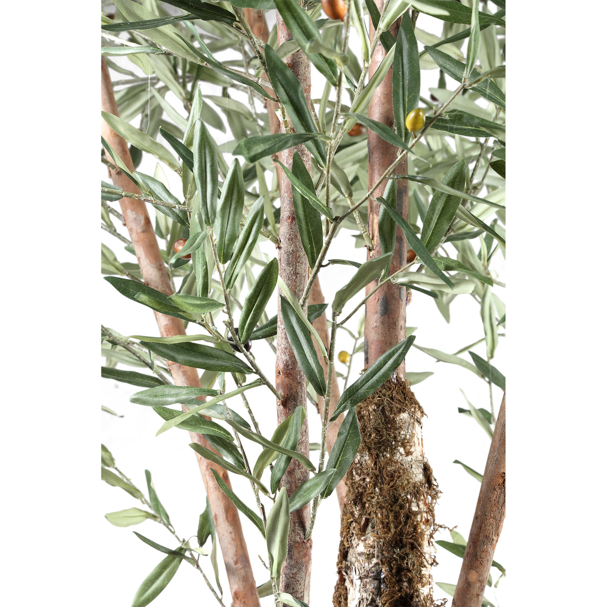 Faux olive tree in plastic pot, green