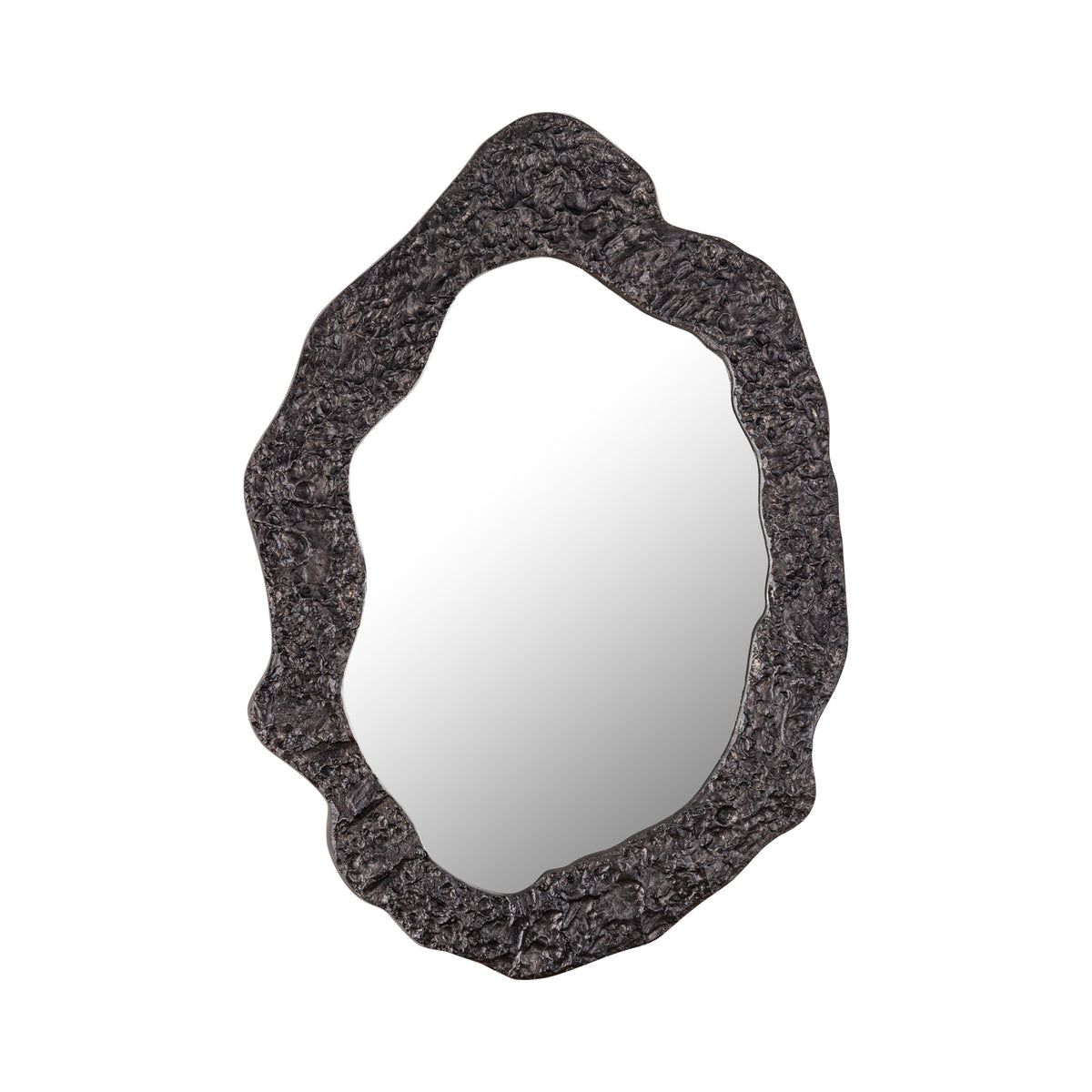Morina black organic oval cast aluminium mirror