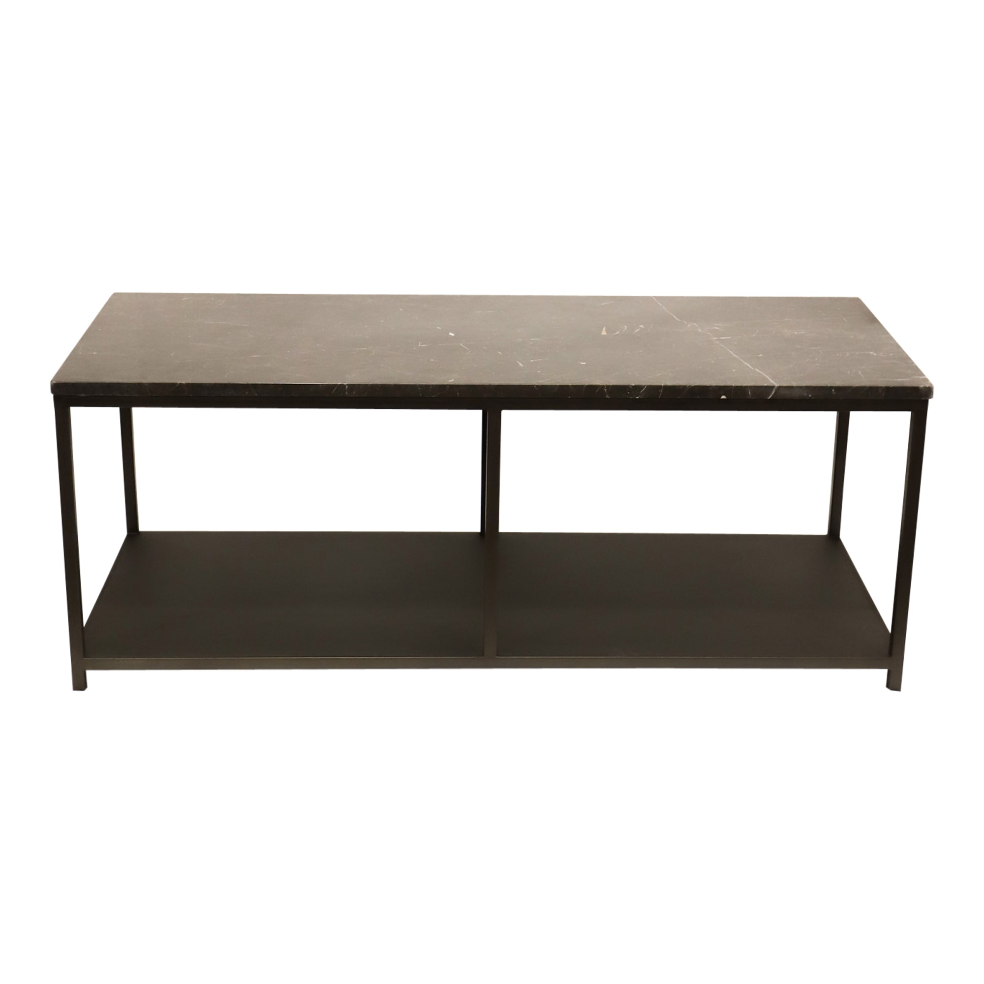 Laco brown marble top taupe metal side table