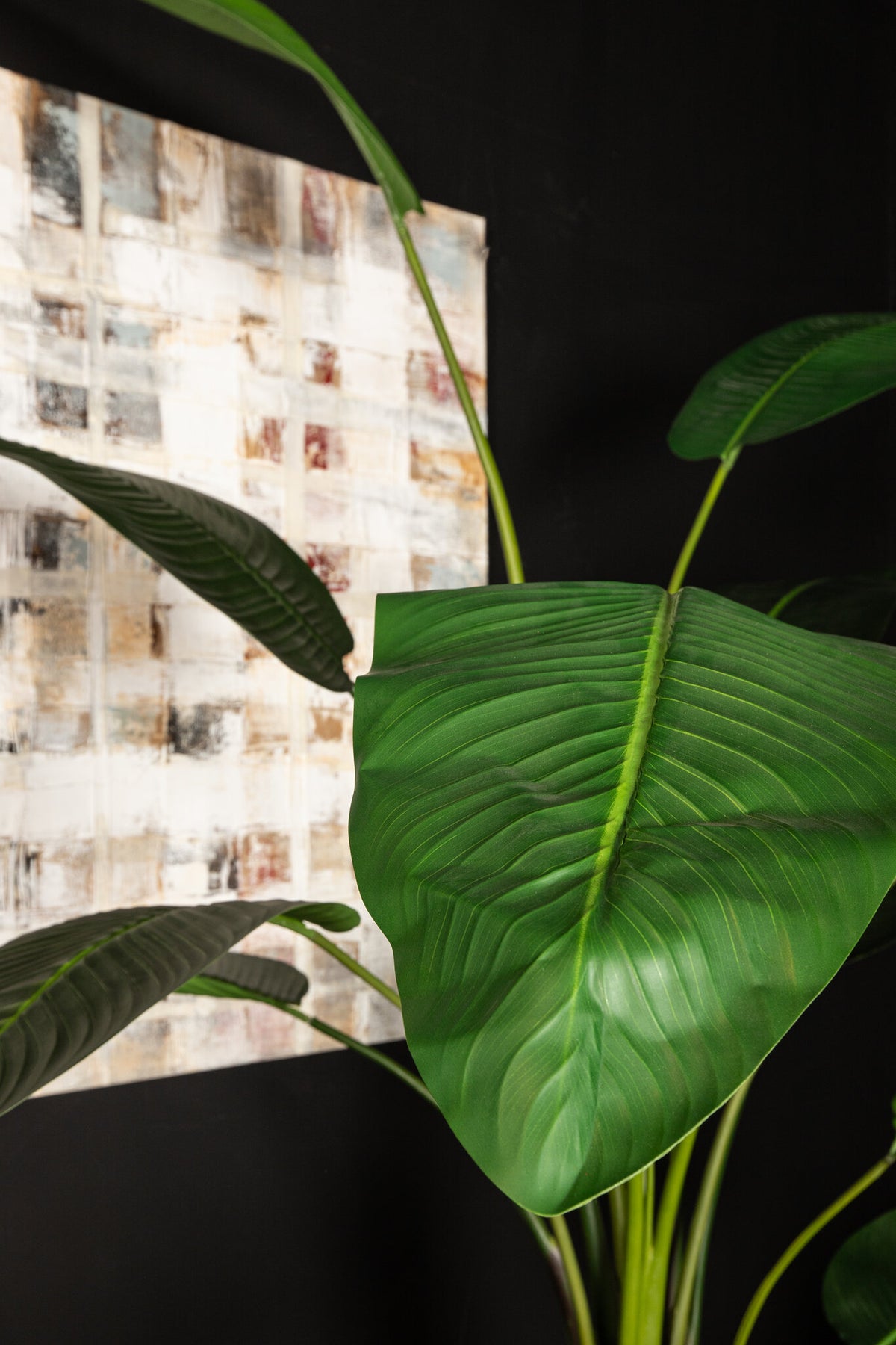 Leaves green powder-coated iron faux plant