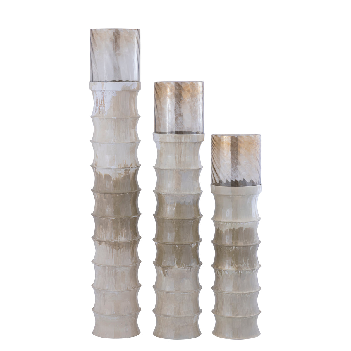 Kaylyne cream powder-coated iron hurricane lantern