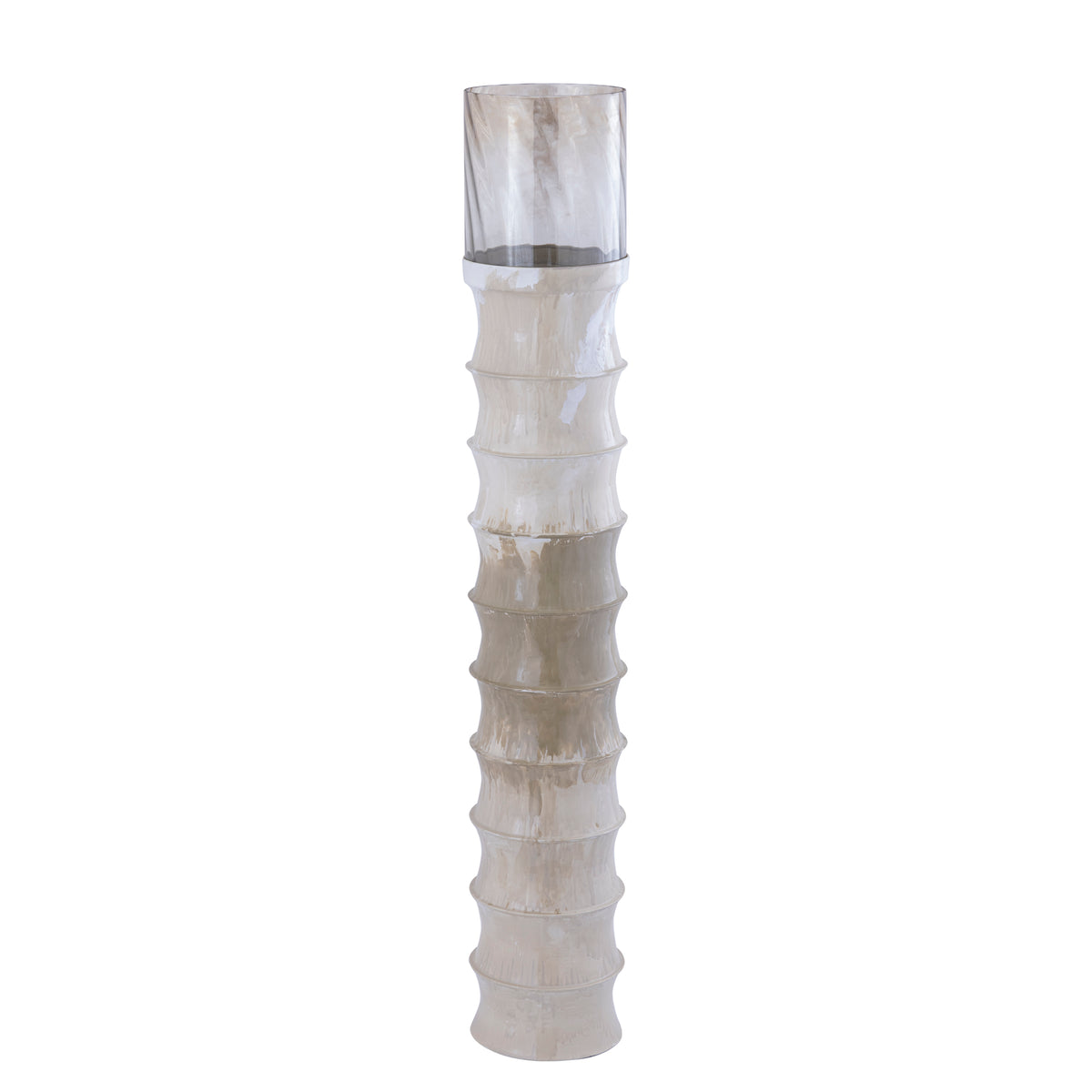 Kaylyne cream powder-coated iron hurricane lantern