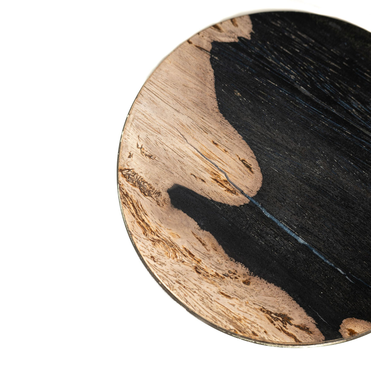 Mody black fossil stone side table on round base