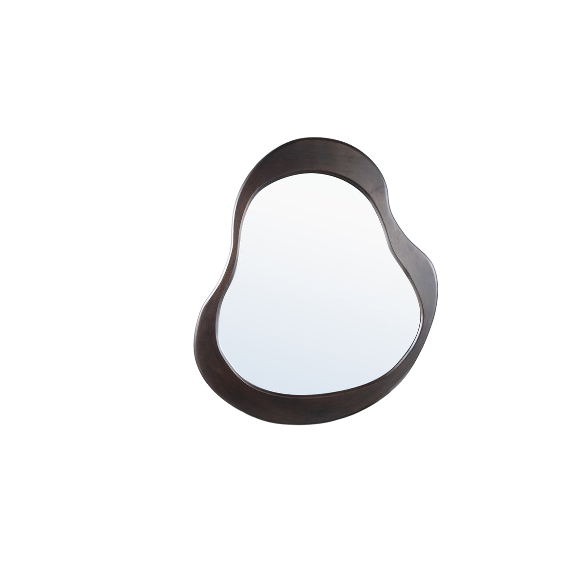 Barragh brown organic-shaped solid wood mirror