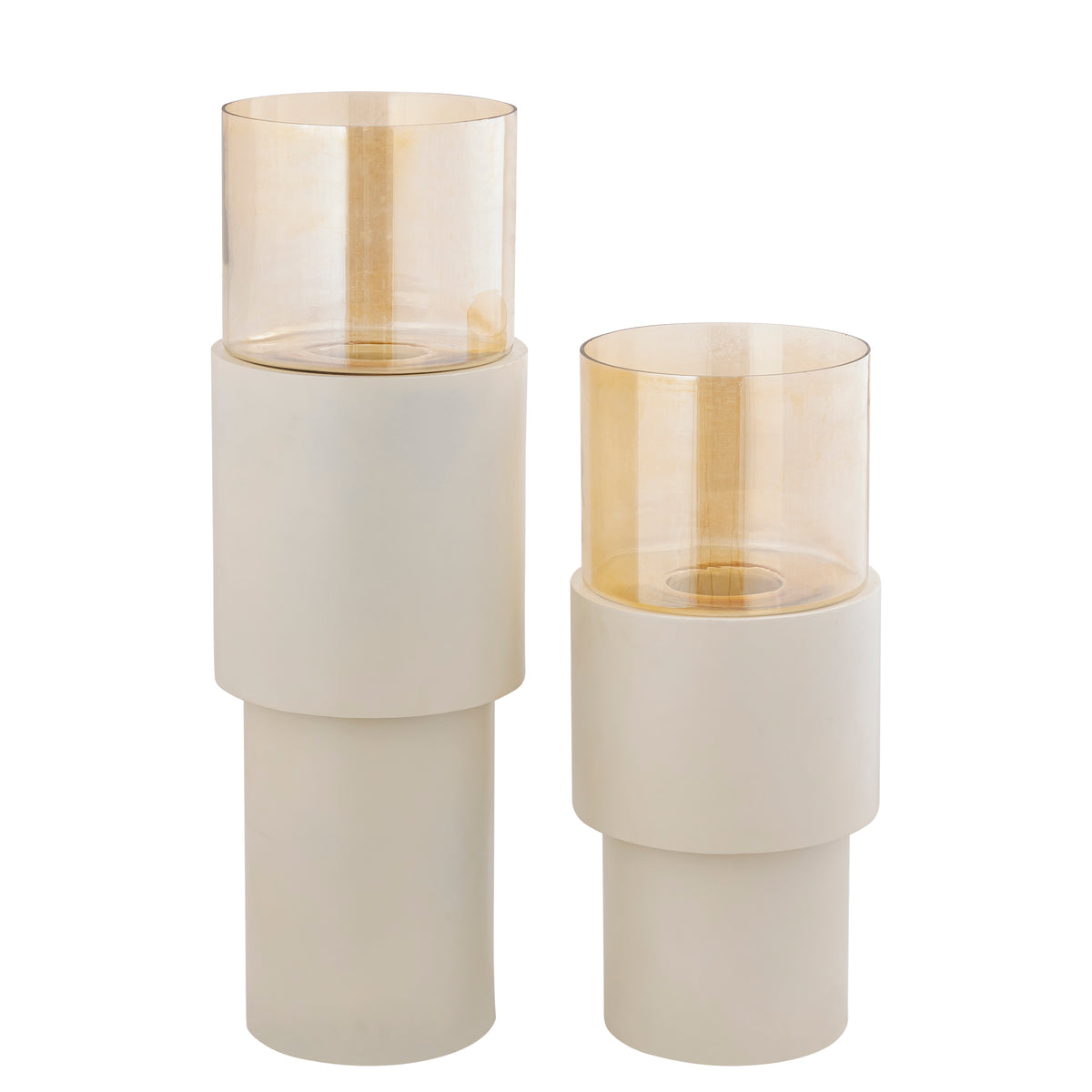 Soon cream iron floor hurricane lantern, small