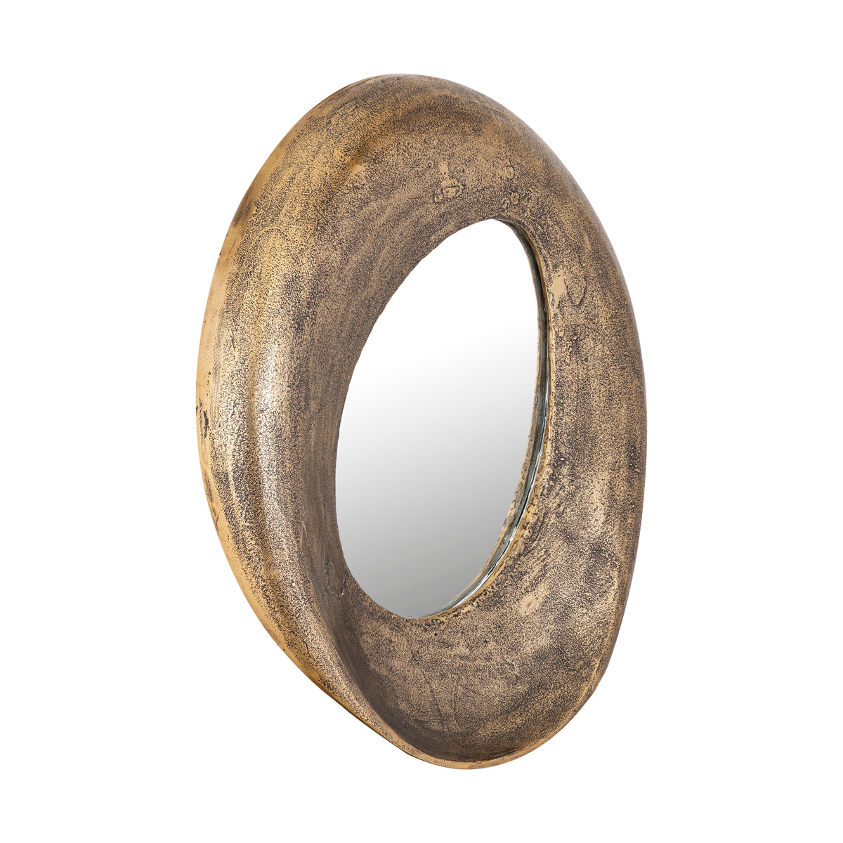 Daweson gold open round cast aluminium mirror
