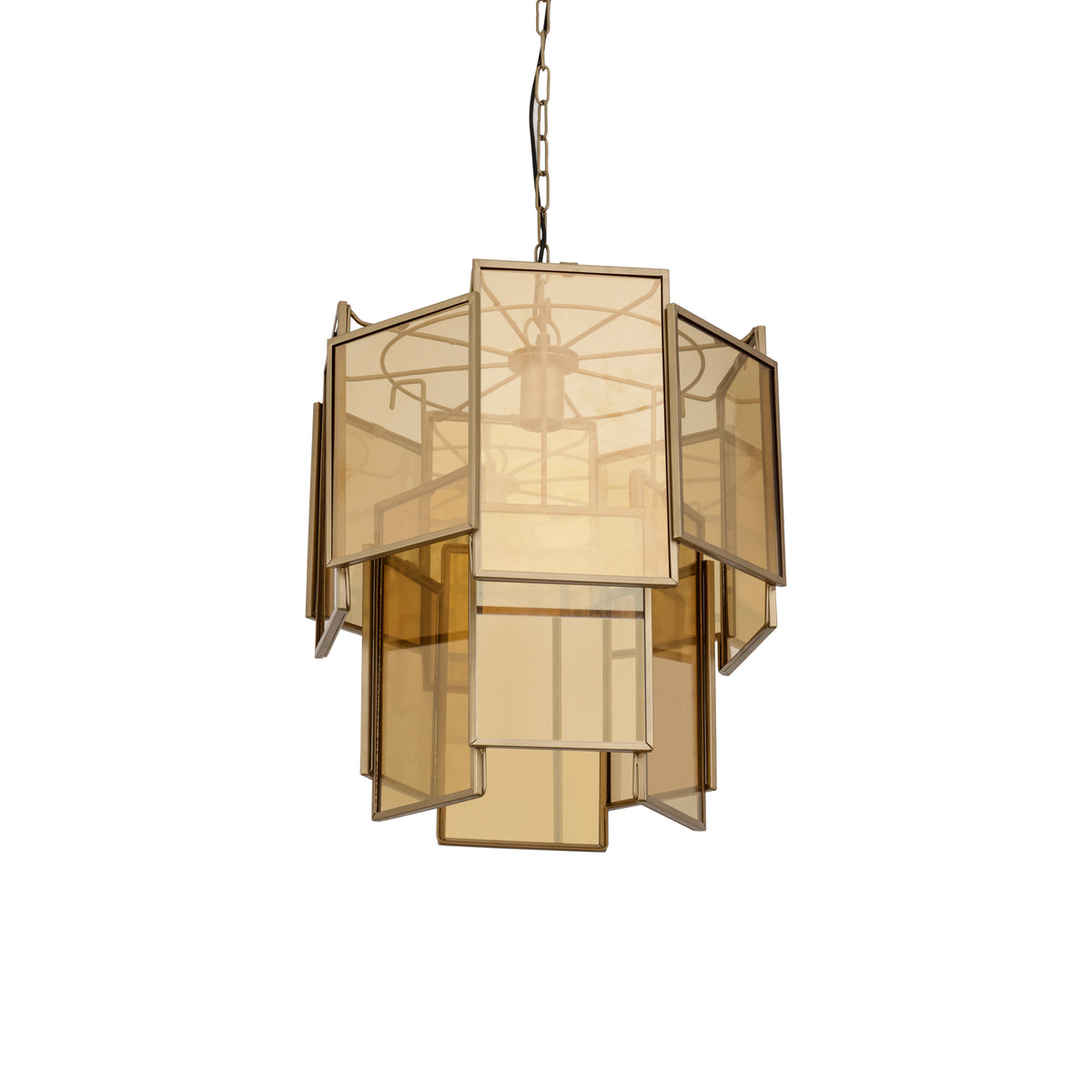 Loucas brass layered glass pendant light, small