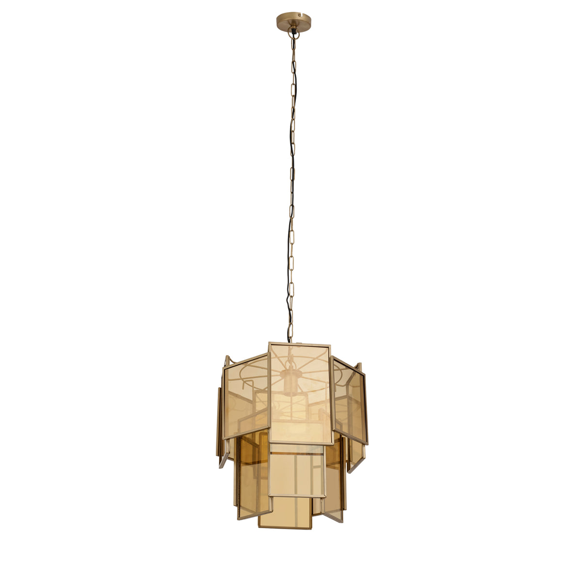 Loucas brass layered glass pendant light, small