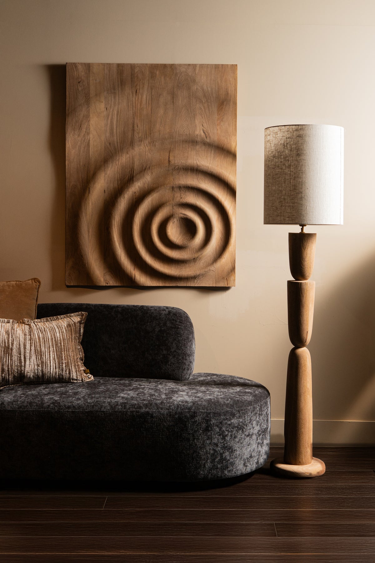 Lorinne natural mango wood floor lamp