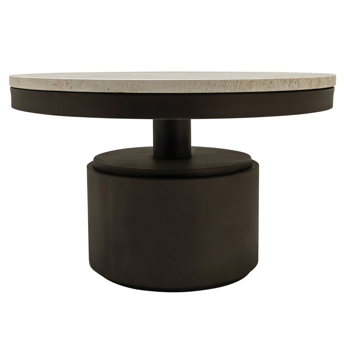 Bregt cream marble coffee table, low, black base