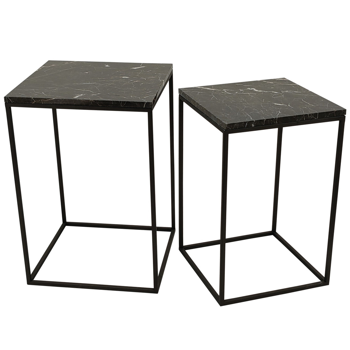 Volos brown marble side table set of two