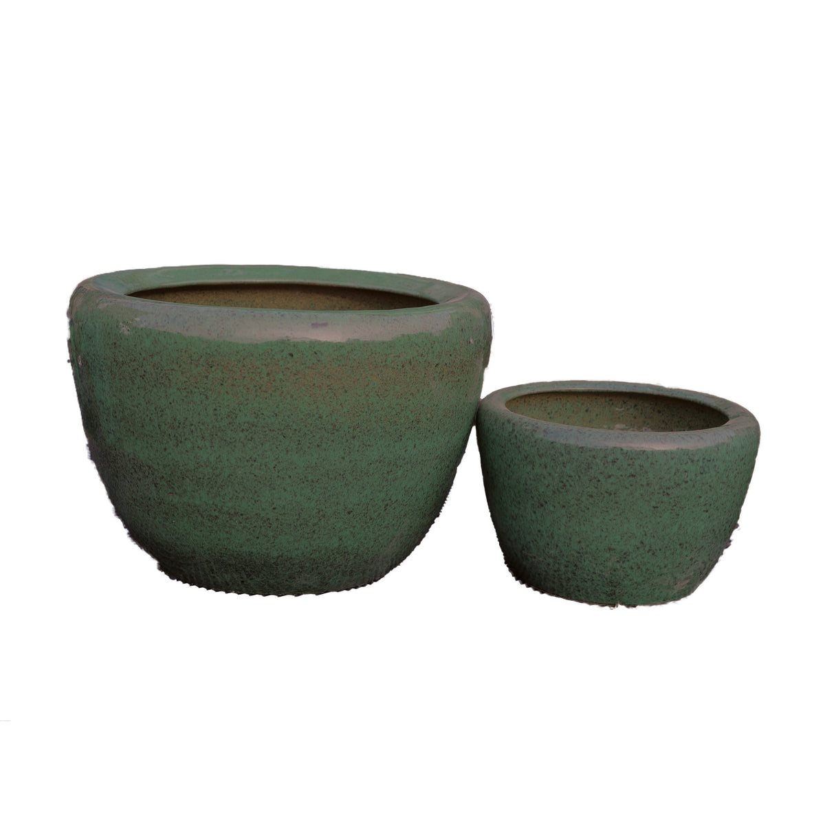 Madaline green glazed ceramic pot, wide