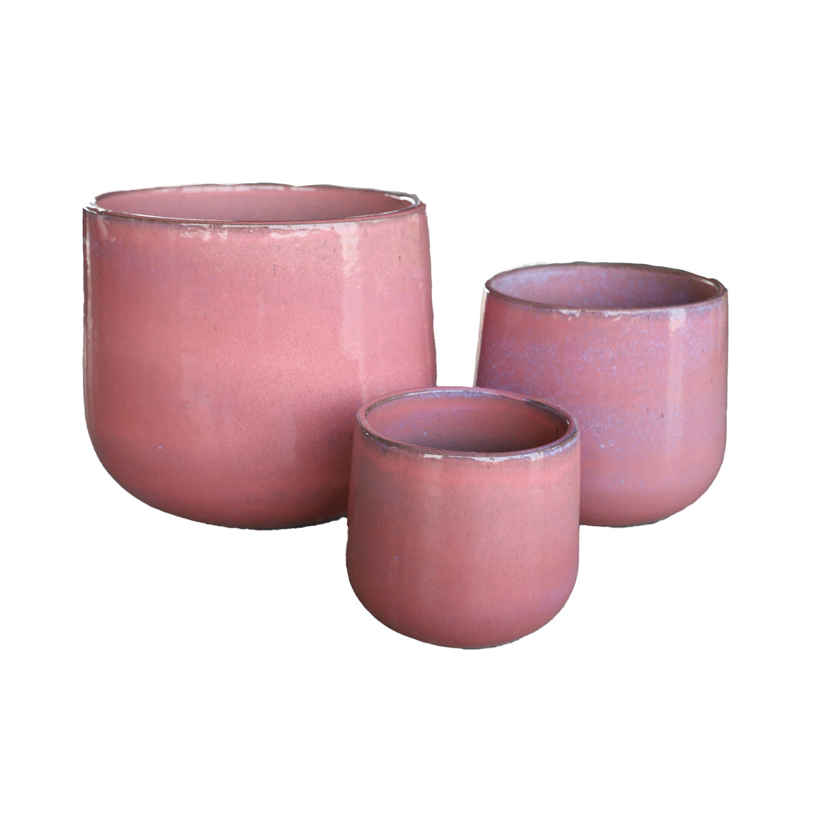 Dairsai pink round glazed ceramic pot