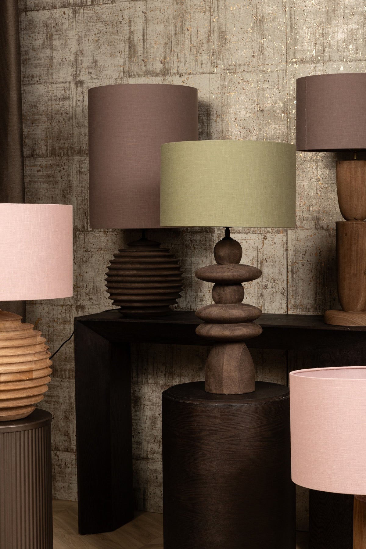 Callain brown mango wood table lamp