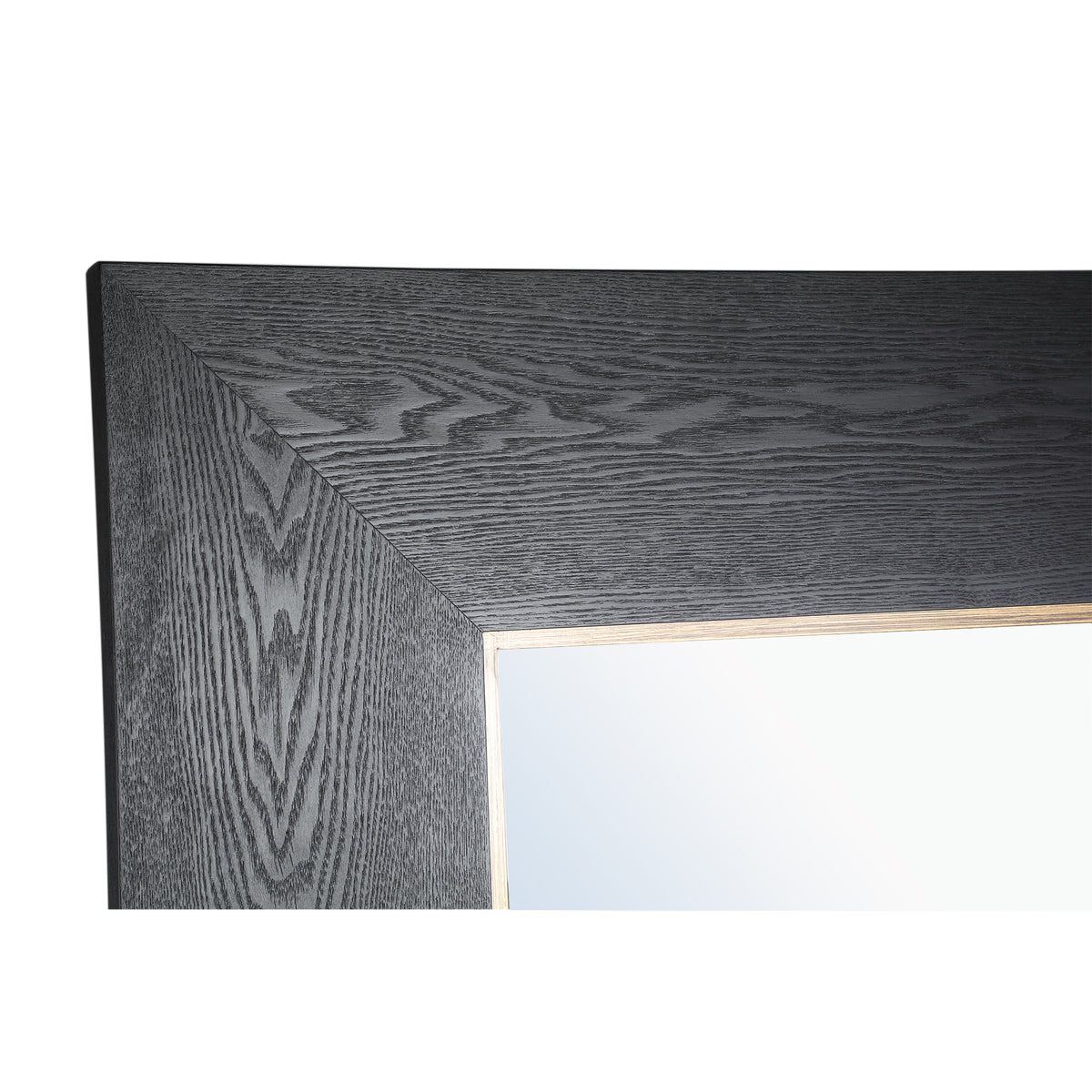 Tiess black wood veneer mirror with gold rim