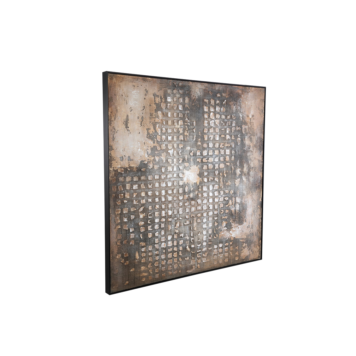 Pathe dark brown textured canvas wall art, square