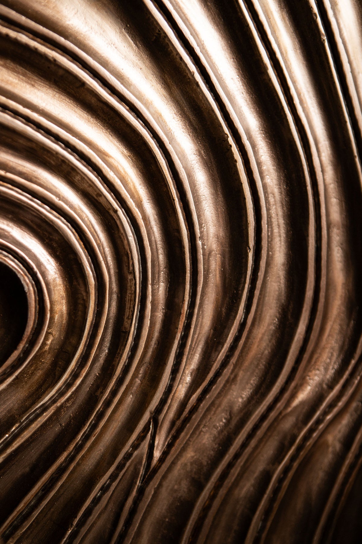 Reddie dark brown shiny MDF wave wall panel, medium