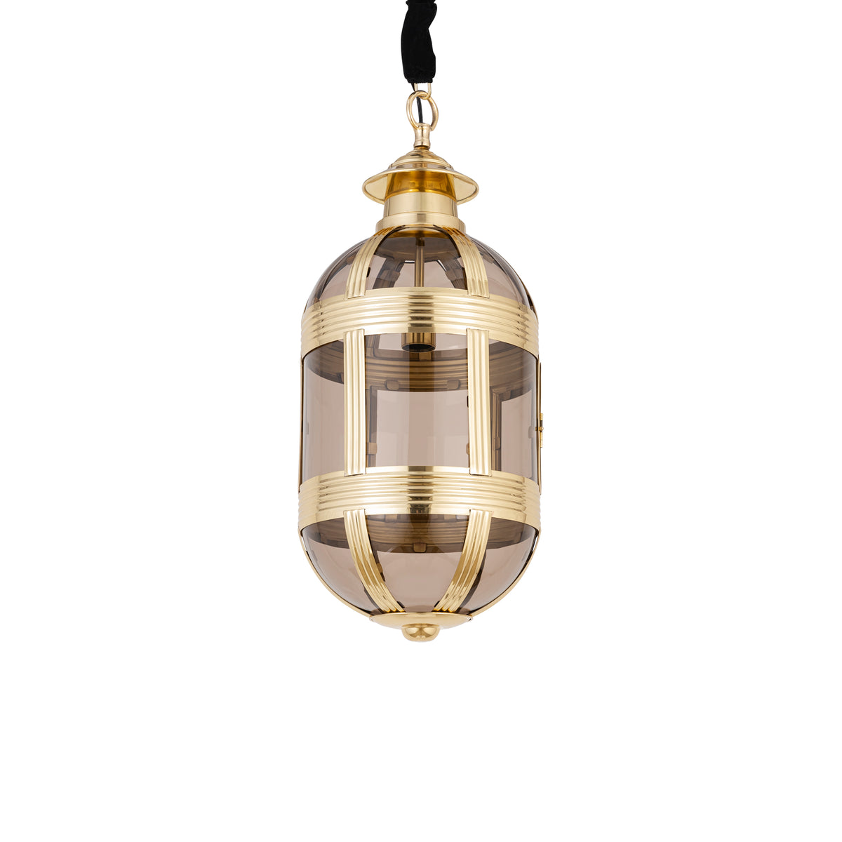 Mikk brass antique glass pendant light, oval