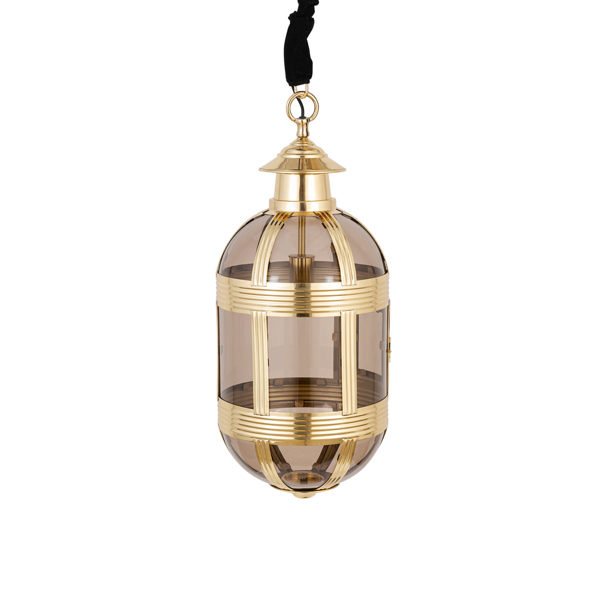 Mikk brass antique glass pendant light, oval