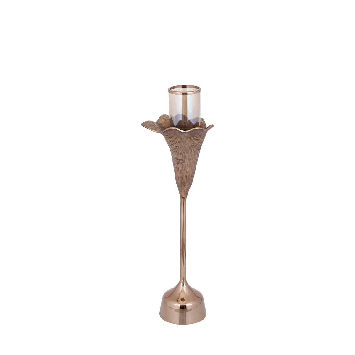 Kourtney bronze floral hurricane lantern, small