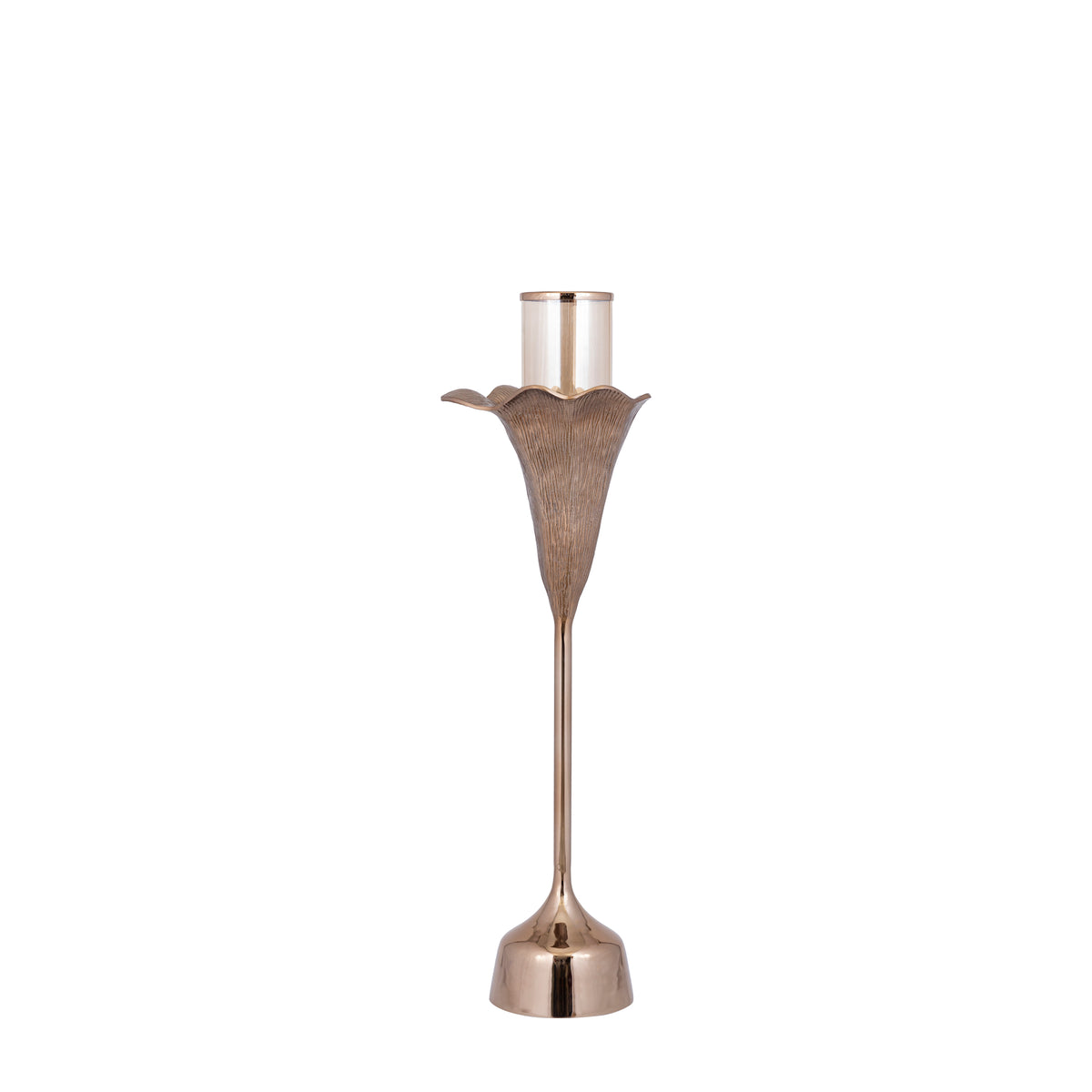 Kourtney bronze floral hurricane lantern, small
