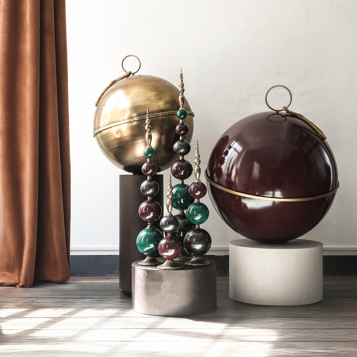Alva burgundy oversized hanging ball Christmas decoration