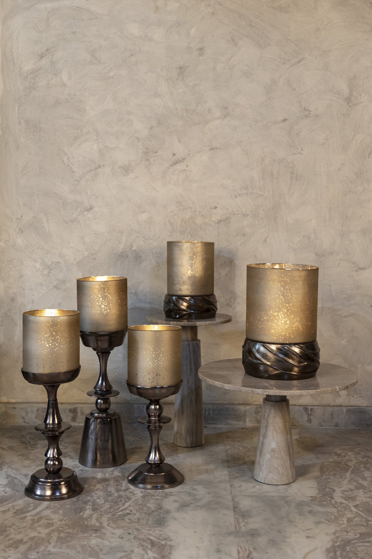 Eliviana brass cast aluminium hurricane lantern, medium