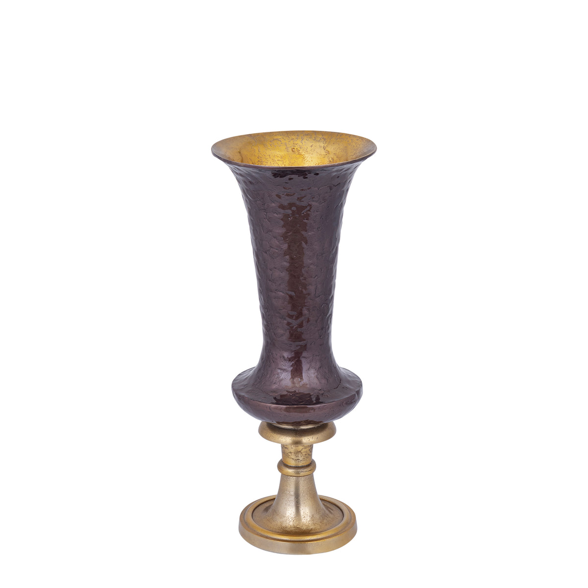 Lysse dark brown enamel cast aluminium vase, tall
