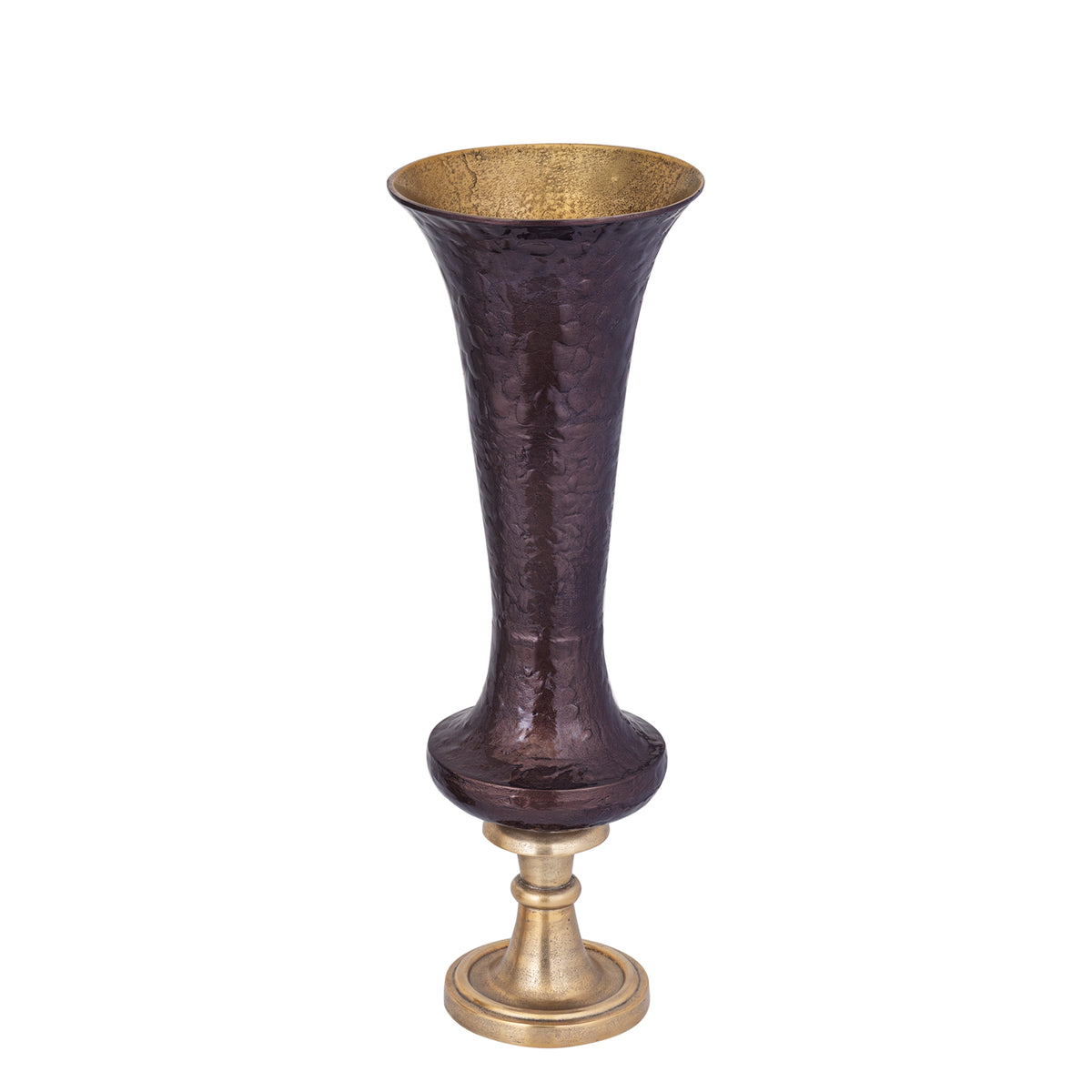 Lysse brown enamel cast aluminium vase, large