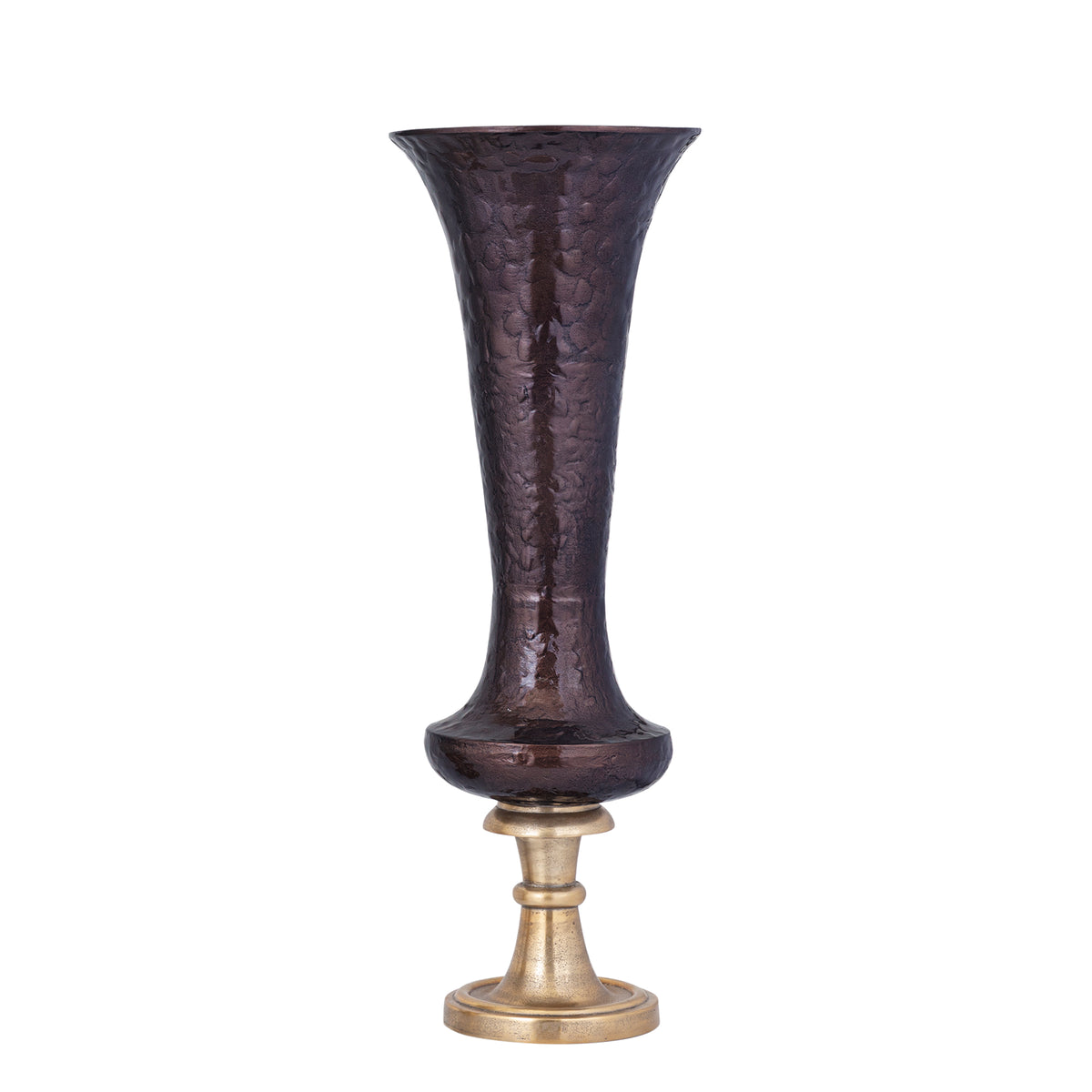 Lysse brown enamel cast aluminium vase, large