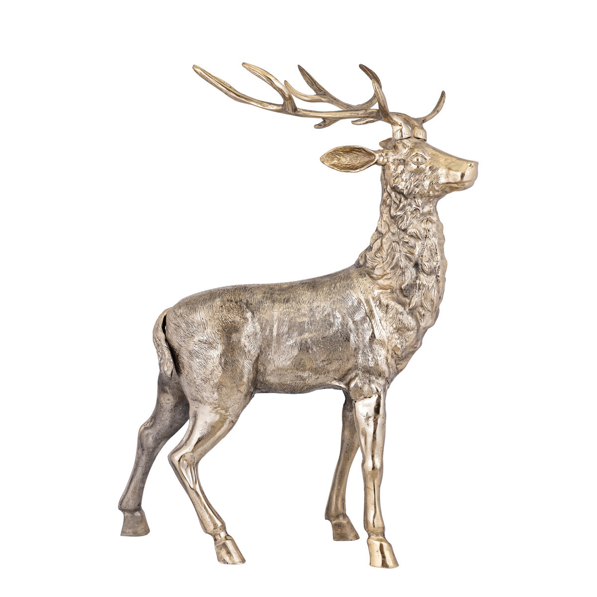 Khary brass cast aluminium reindeer statue, large