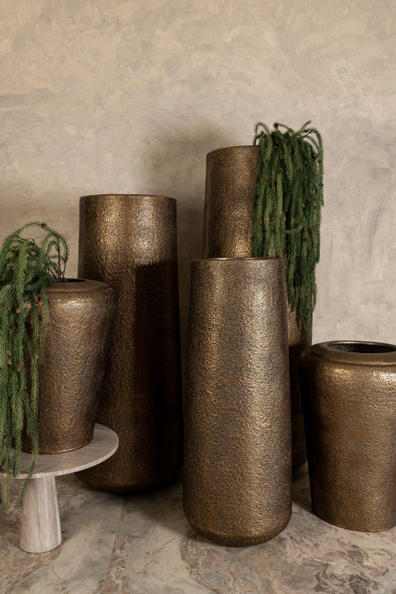 Kardine Dented Aluminium Floor Planter — Antique Gold