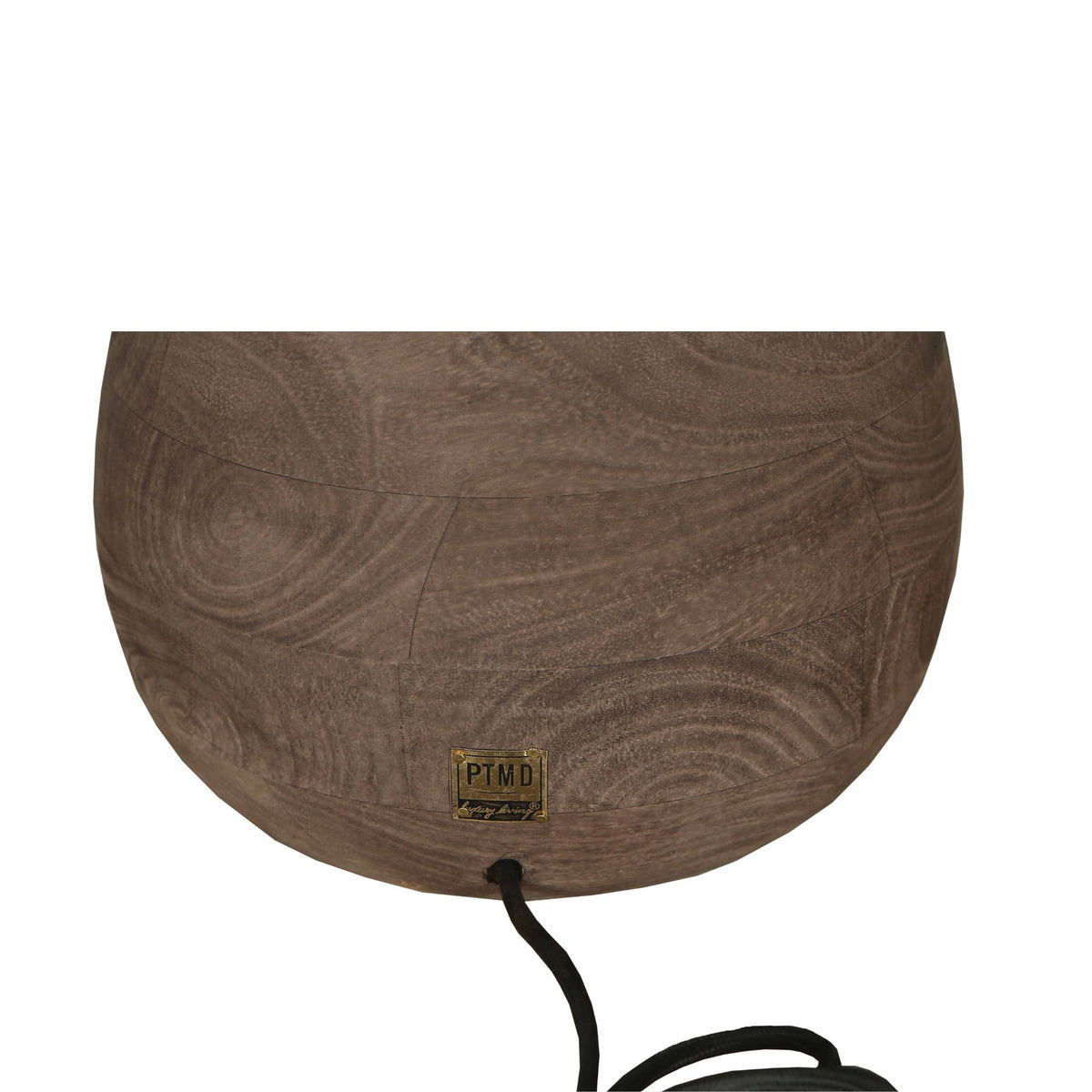 Peake brown mango wood round table lamp, low