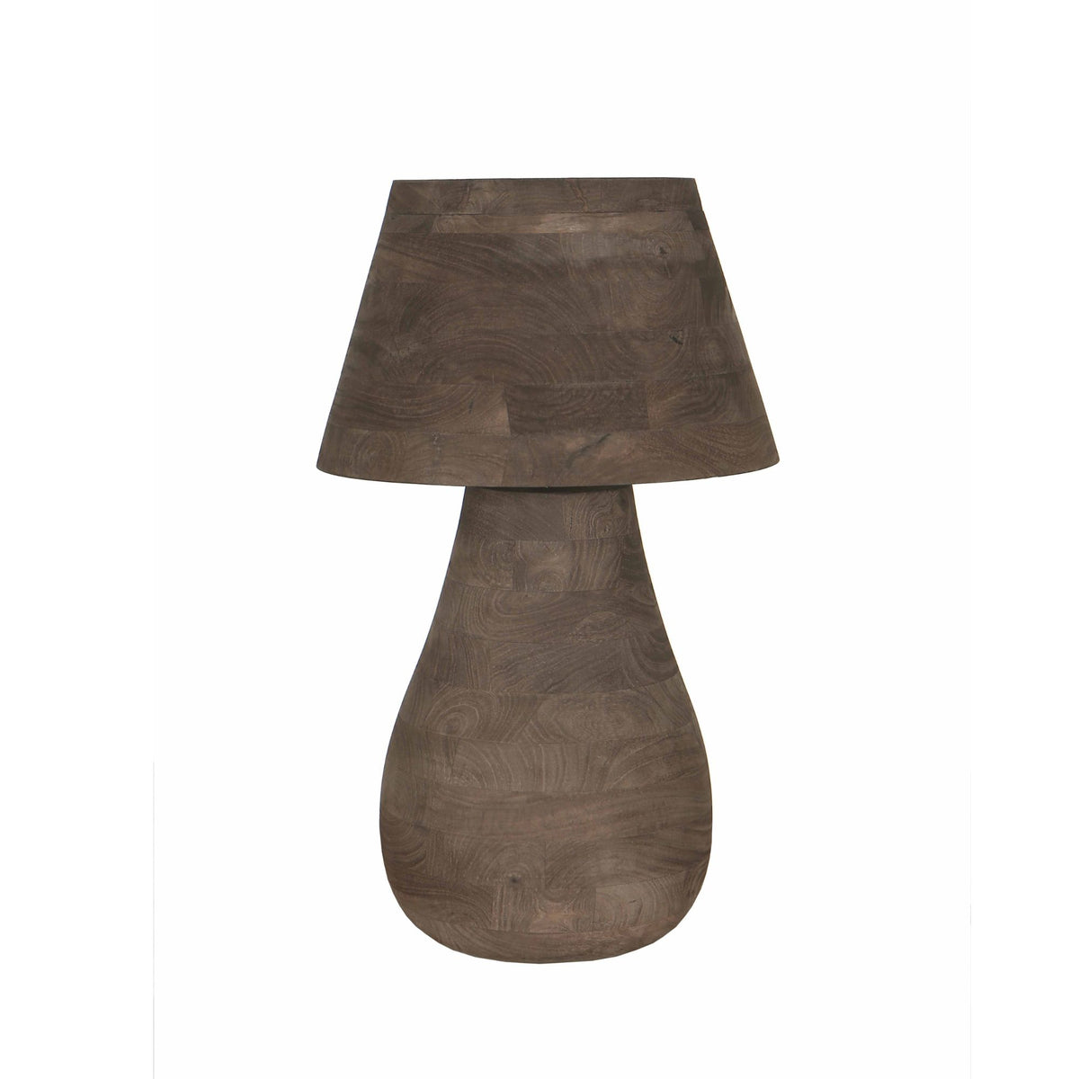Peake brown mango wood round table lamp, large