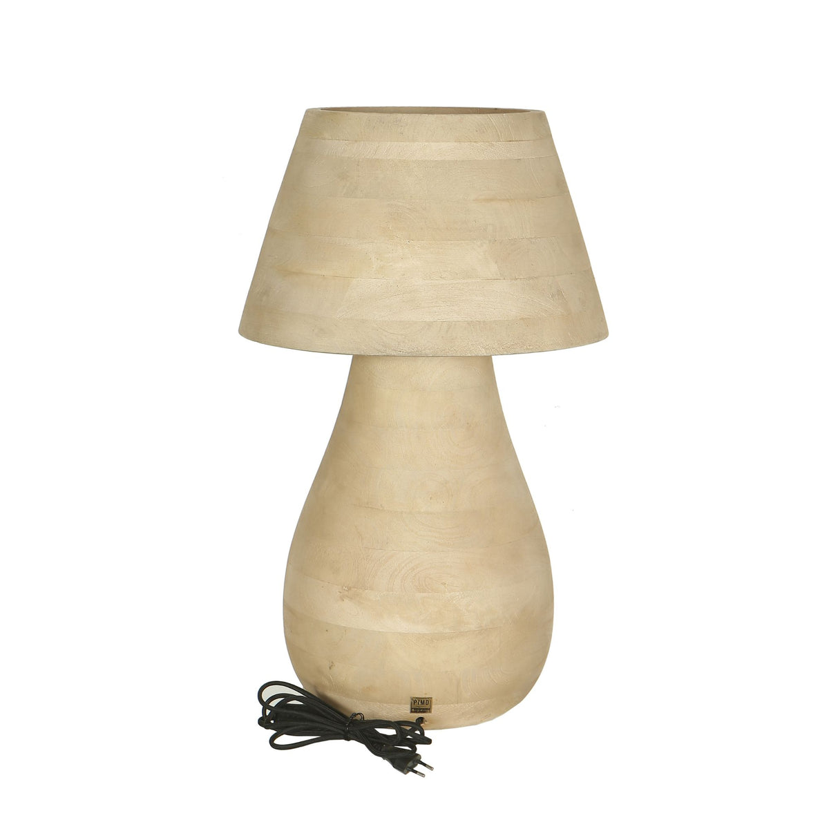 Peake natural mango wood round table lamp, large