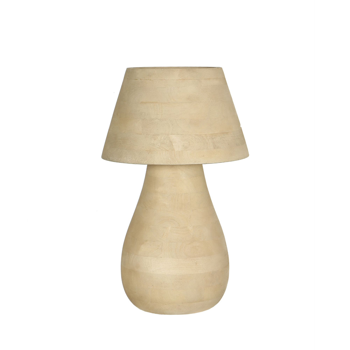 Peake natural mango wood round table lamp, large