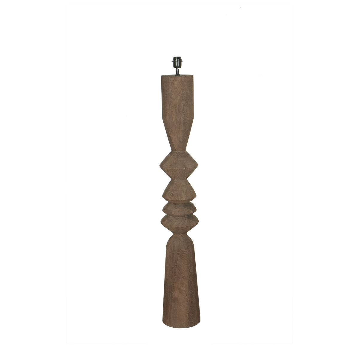 Elaine brown mango wood round floor lamp base