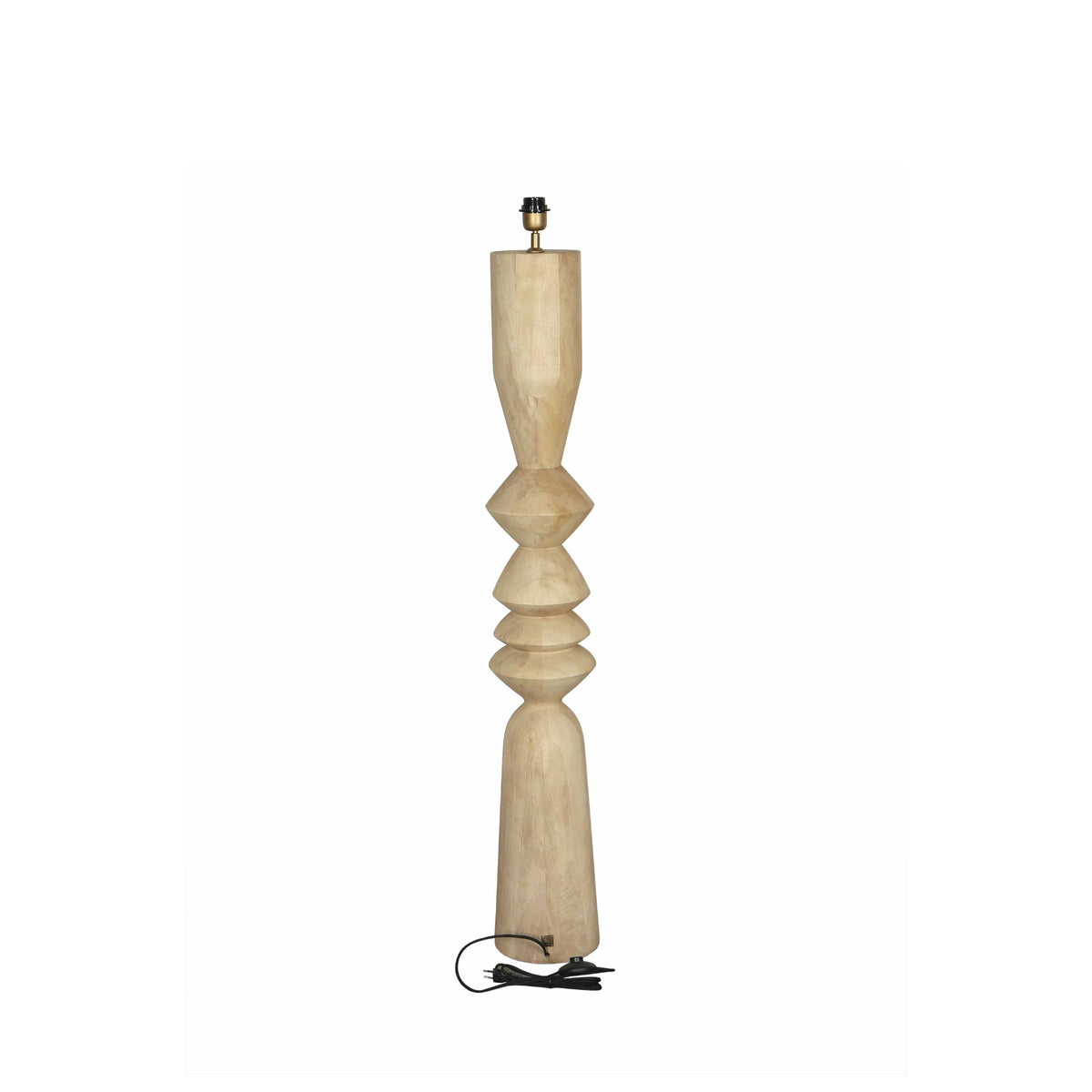 Elaine natural mango wood round floor lamp base