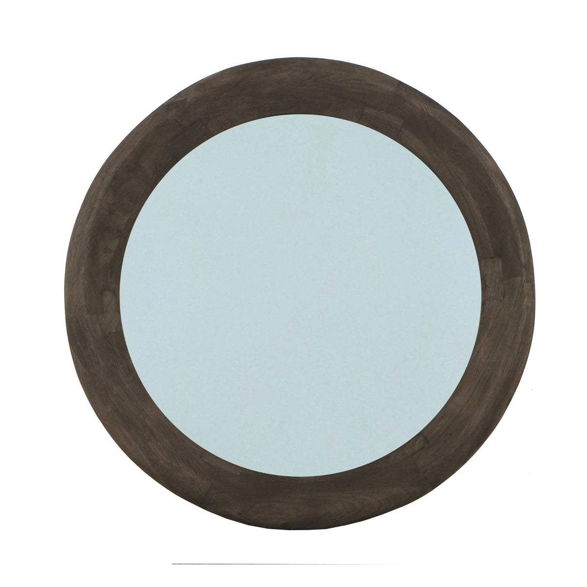 Noam brown mango wood round mirror, large