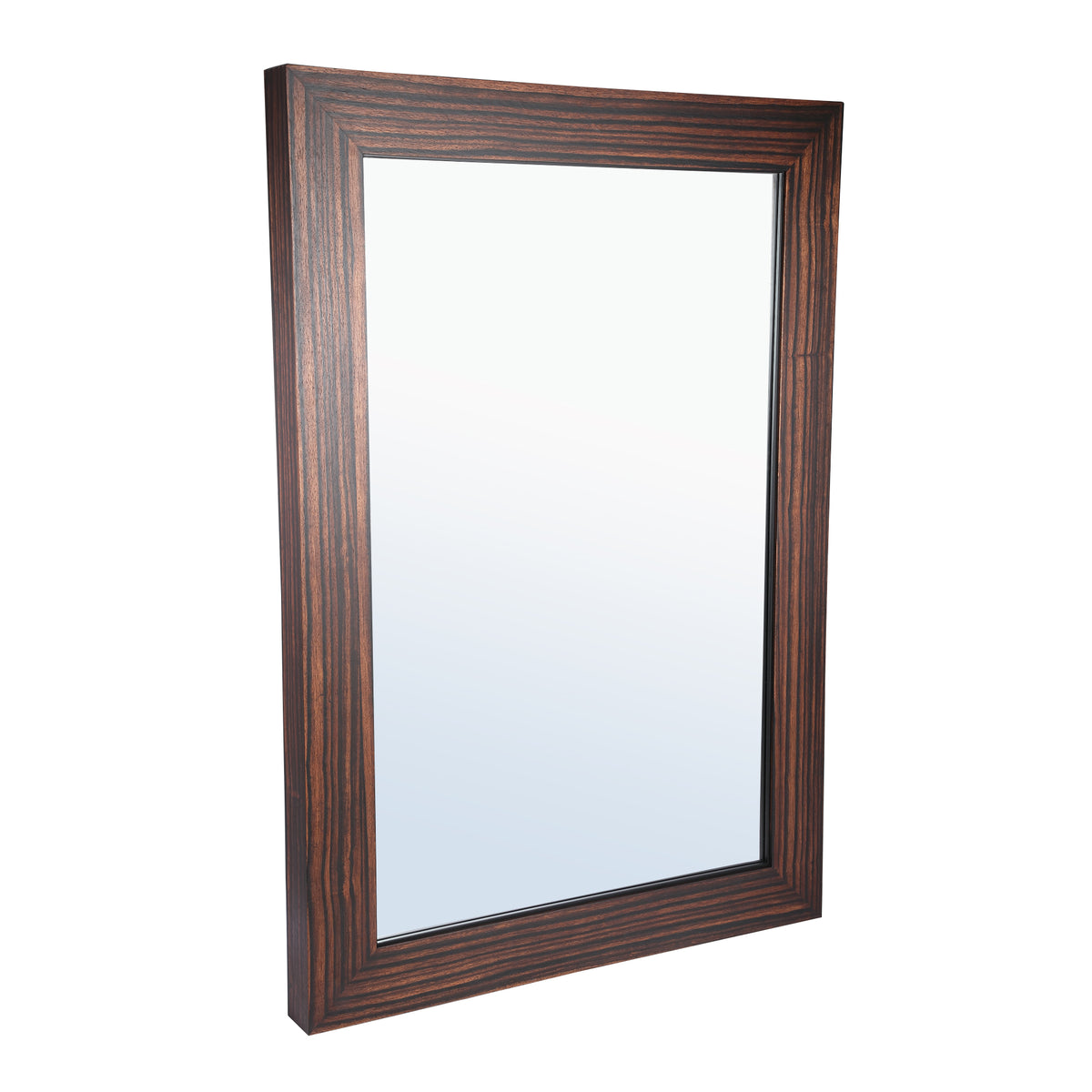 Tiess brown wood veneer mirror with straight frame