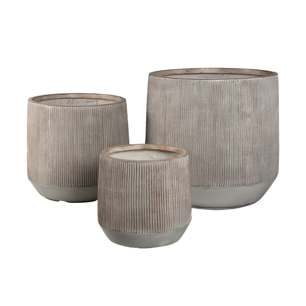 Olav light brown fibre cement-effect planters, set of three