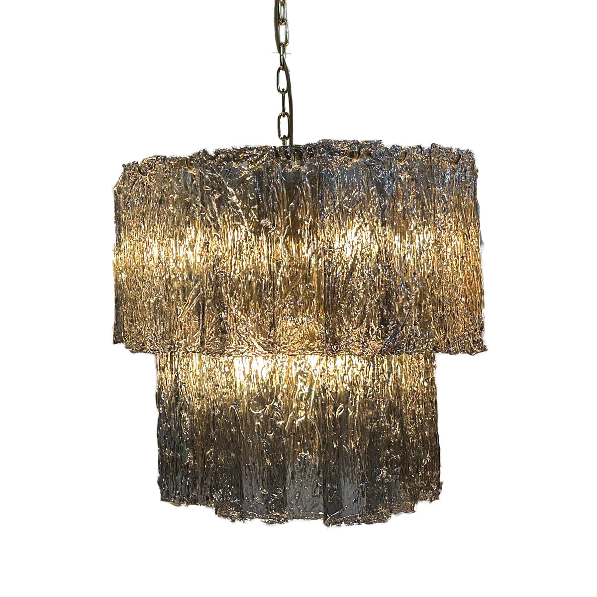 Joshia gunmetal structured glass hanging pendant light, large